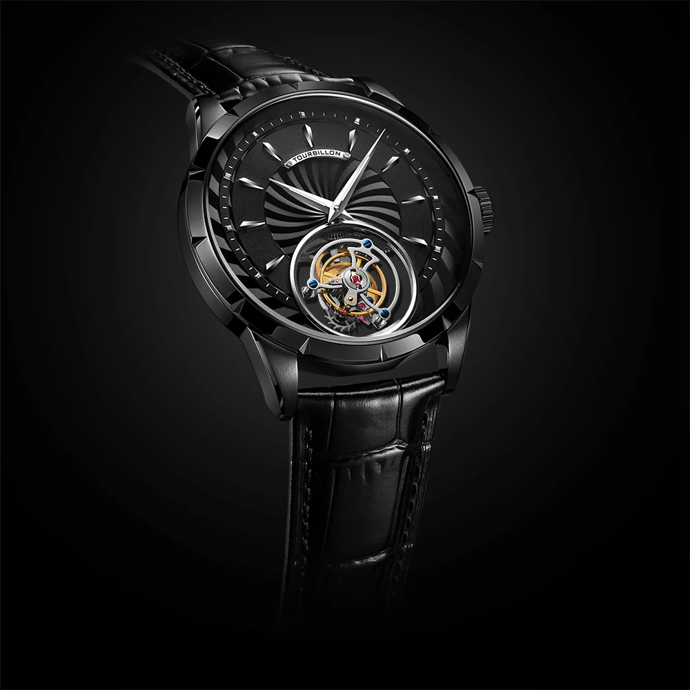 Брендовые роскошные механические часы Tourbillon, мужские наручные часы с ручным подзаводом, светящиеся сапфировые часы в подарок