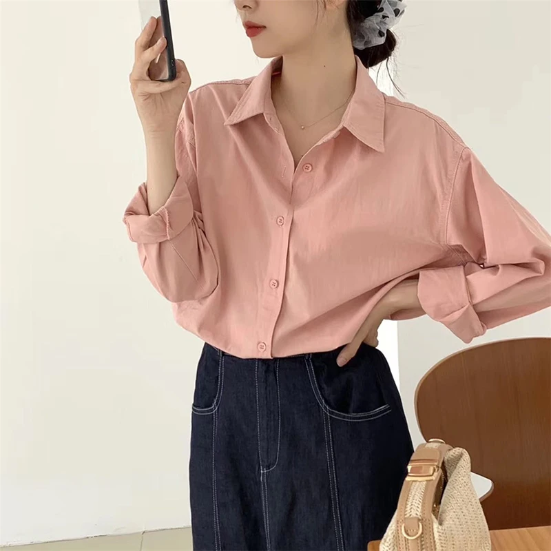 

Autumn Women Blouse Long Sleeve Solid Woman Shirt Loose Harajuku Women's Shirt Office Lady Womens Blouses Chemisier Femme 10320