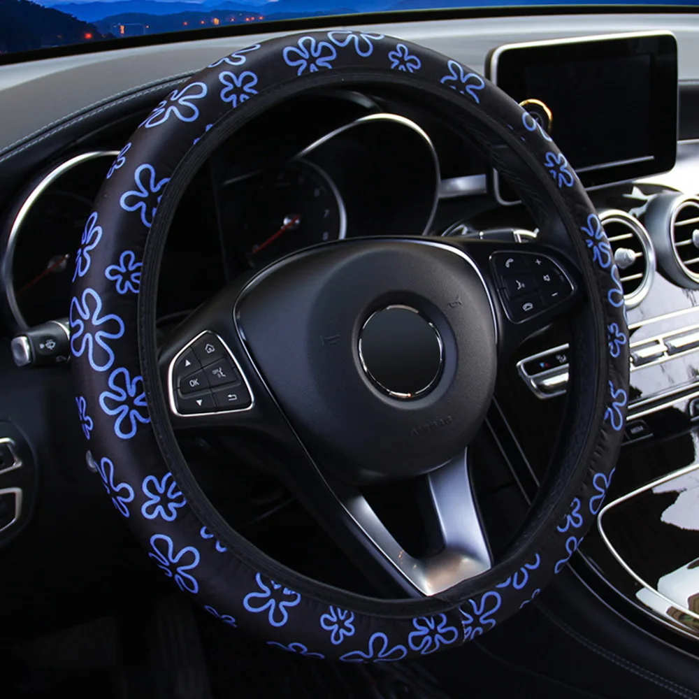 Автомобильный руль охватывает Платья с цветочным принтом; эластичные авто чехлы авто интерьерные аксессуары 38 см Анти-колесо скольжения покрытие автомобиля для укладки