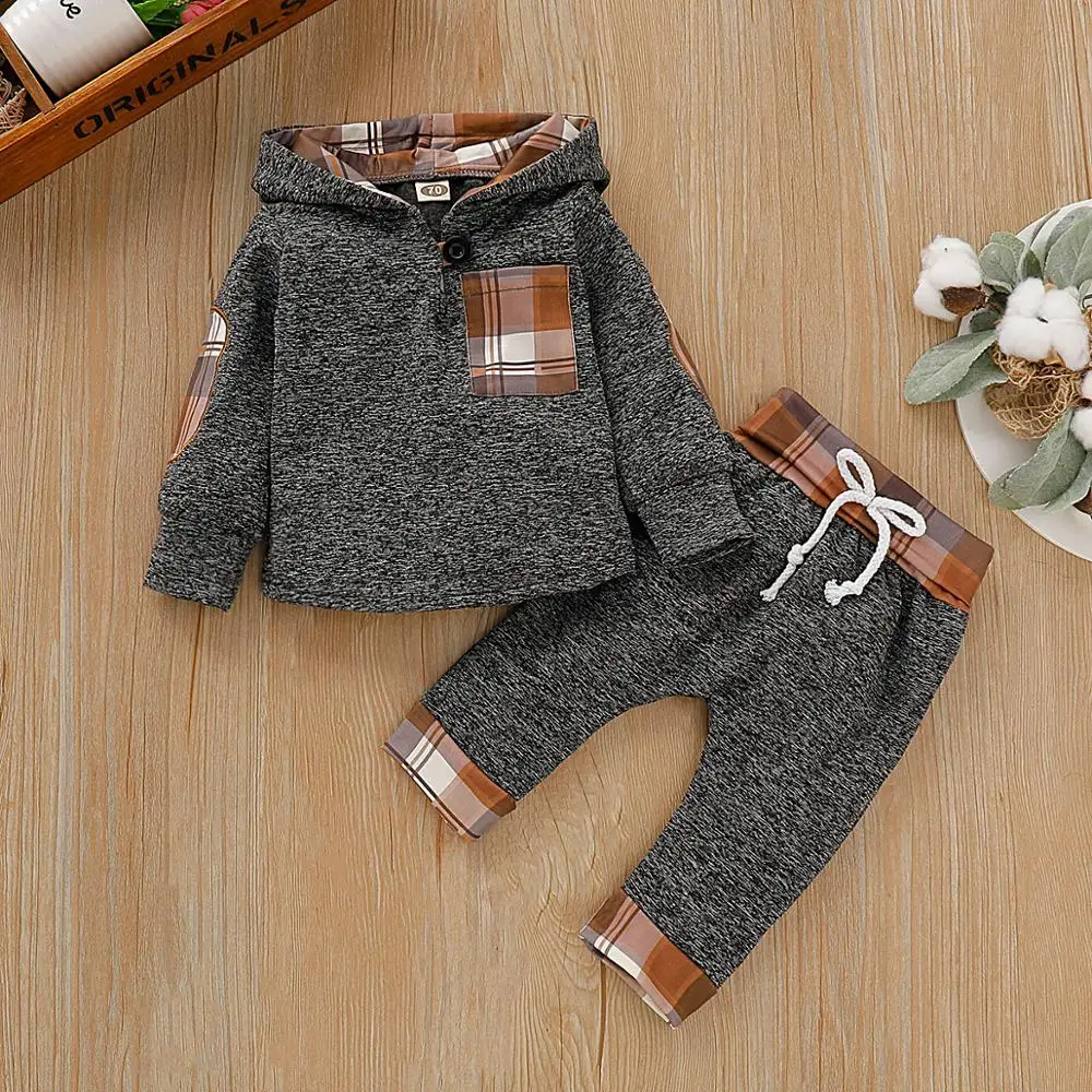 

Baby Girl Outfit Toddler Boy Fall Clothes 2020 Boy Free Shipping Clothes Long Sleeve Hoodie Plaid Dino Baby Boy Casual Clothes