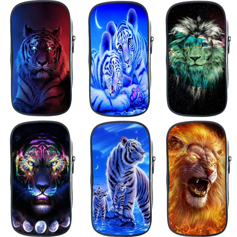 Большой Ёмкость животное Лев тигр Волк Карандаш Чехол студент Прохладный