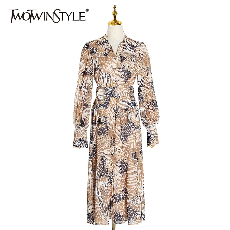 Женское винтажное платье TWOTWINSTYLE весеннее с отложным воротником рукавами
