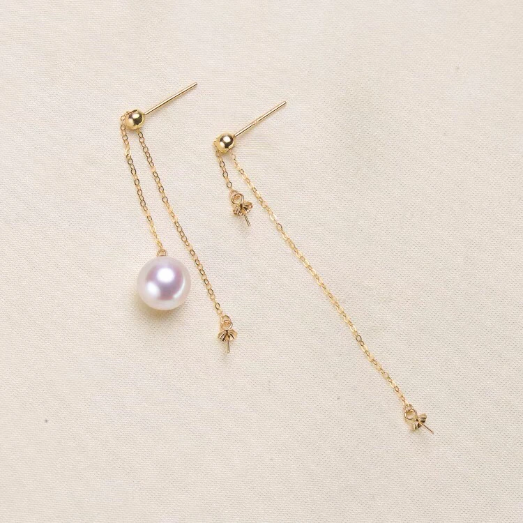 Exquisite Popular 18K Yellow Gold Earrings Mountings Settings AU750 Jewelry Findings for Pearls