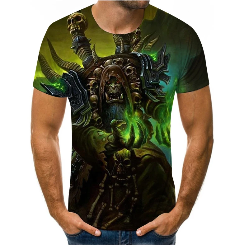 

New 3D printing game warrior character O-neck T-shirt summer comfortable and casual all-match short-sleeved top XXS-6XL