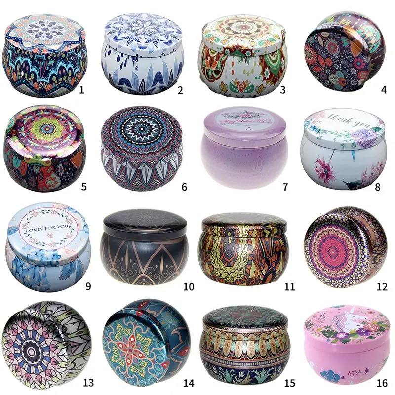 

Packaging Box Storage Tin Box Drum Metal Candle Jar Holiday Decoration Christmas Round Candy Box Color Packaging Jar