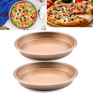 New Gold Tray Non Stick Carbon Steel Baking Round Oven Pizza Pan Plate Non-stick Coating 23*3.7cm/23.3*3.2cm Baking Trays