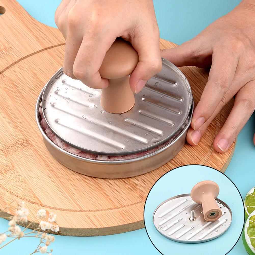 

Round Patty Maker Stainless Steel Meat Mold Home Beef Multifunction Kitchen Easy Clean With Handle Grilling Burger Press Party