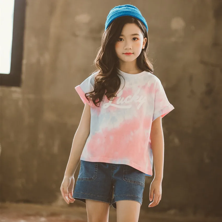 Футболка для девочек 2020 г. Летняя приталенная рубашка корейский дикий галстук с