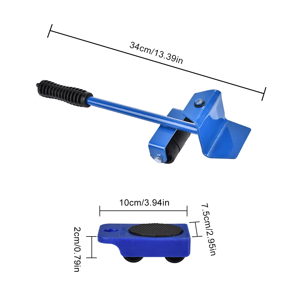 

5PCS/Set Heavy Duty Furniture Lifter Professional Furniture Roller Move Tool Mover Wheel Transporter Kit Furniture Accessories