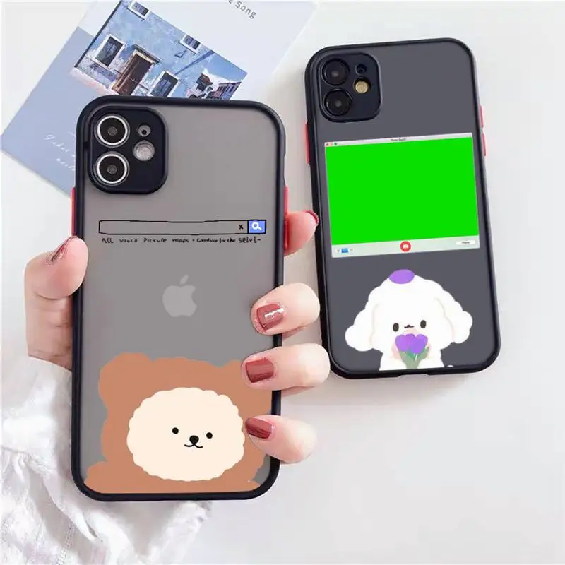 

Cute cartoon bear dog Phone Case Matte Transparent for iPhone 7 8 11 12 s mini pro X XS XR MAX Plus Clear mobile bag shell