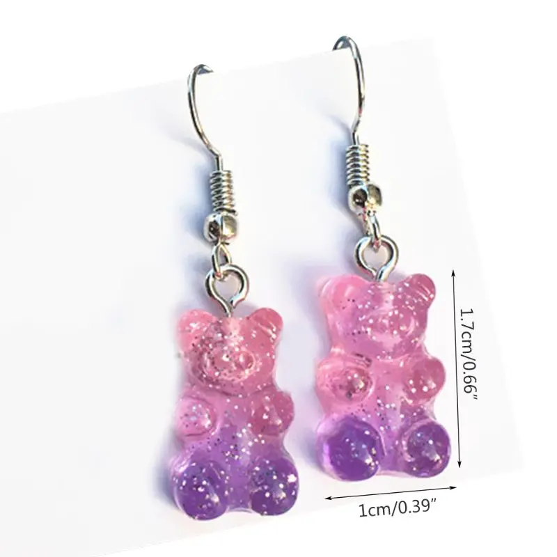 

1 Pair Fashion Lovely Colorful Cartoon Sweet Bear Resin Dangle Drop Earrings Charms Ear Danglers Women Jewelry Gifts