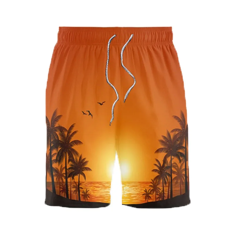 

2021 Hawaiian Casual Mens Sets Beach Dusk Coconut Print Short Sleeve Suit T-Shirt Shorts Can Separate Sell Summer Clothing Man
