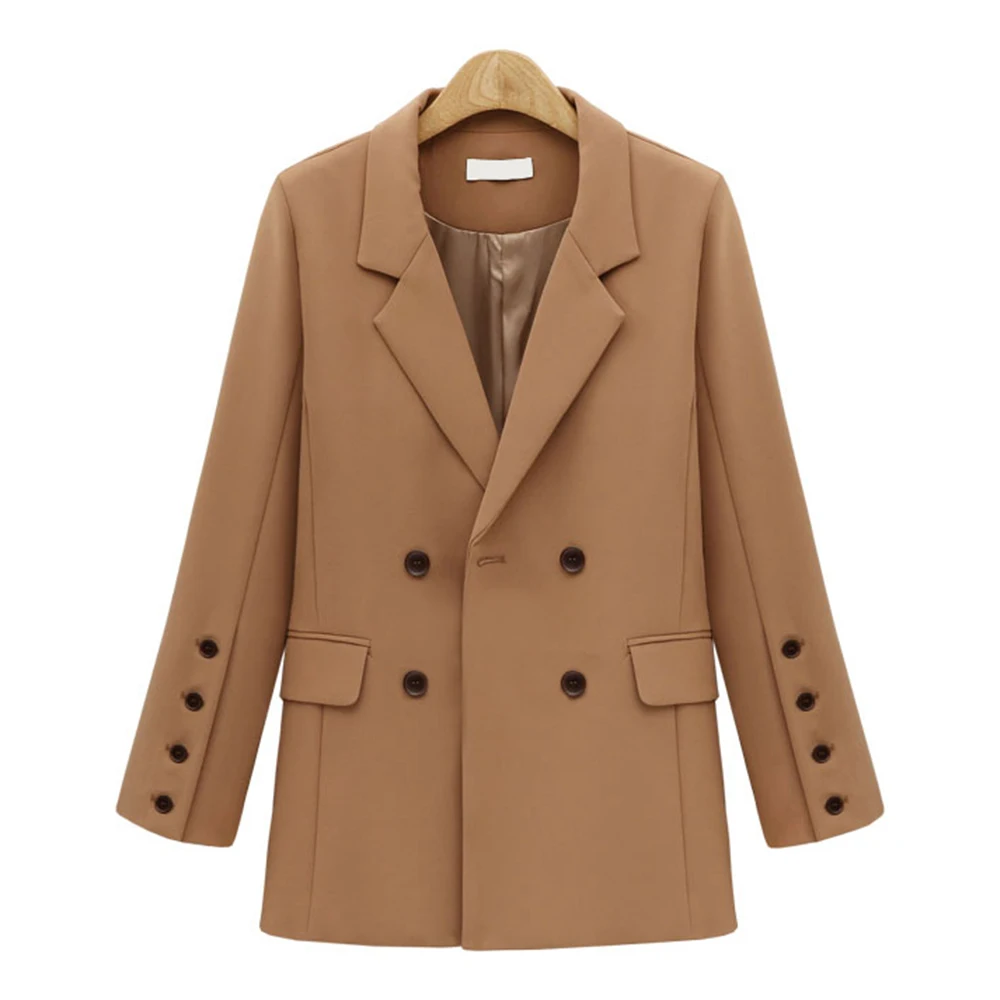 Женский облегающий блейзер с длинным рукавом двубортный для офиса деловые