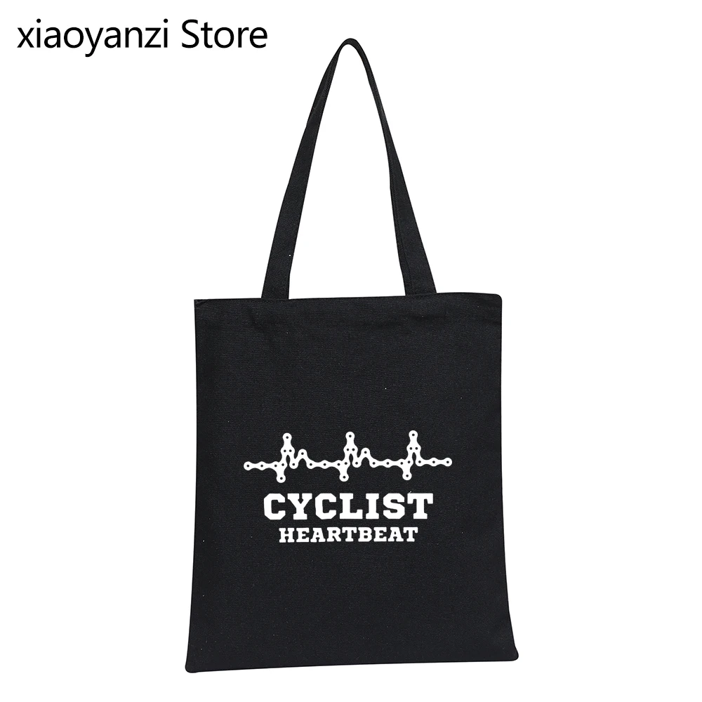 

CYCLINGer Cyclist Heartbeat Mountain Road Bike Funny Bicycle Casual Shoulder Bags Handbags Chinese Style Shopping Bag Wholesale