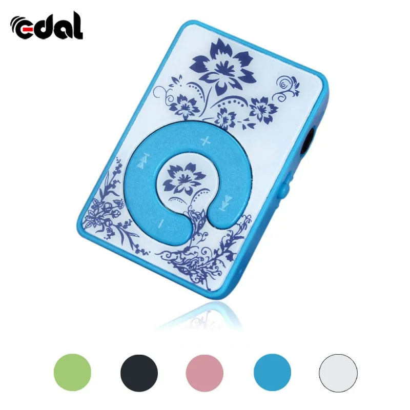 Портативный мини MP3 музыкальный плеер Печать Цветок Зеркало Клип Поддержка 8 Гб SD