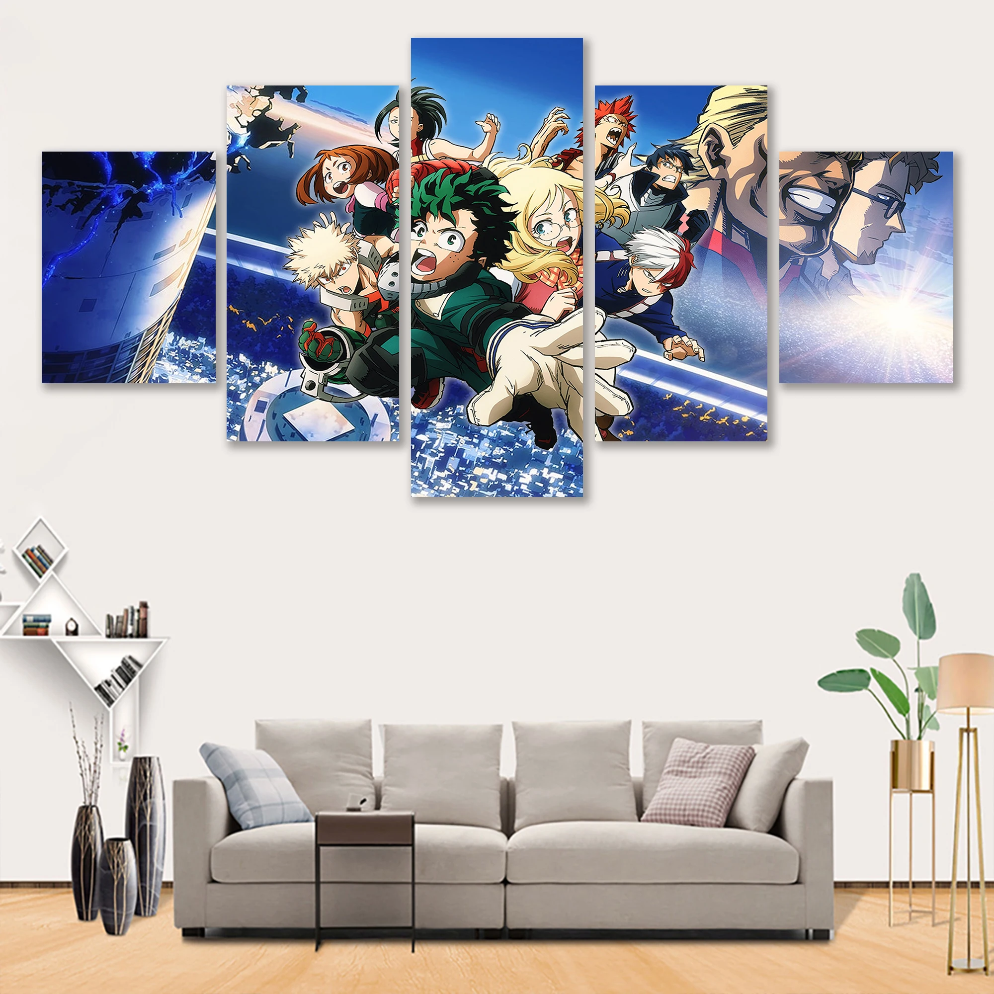 

My Hero Academia Modular Poster Canvas Wall Art Painting Japanese Anime Printed 5 Pieces Picture Home Decoration For Living Room