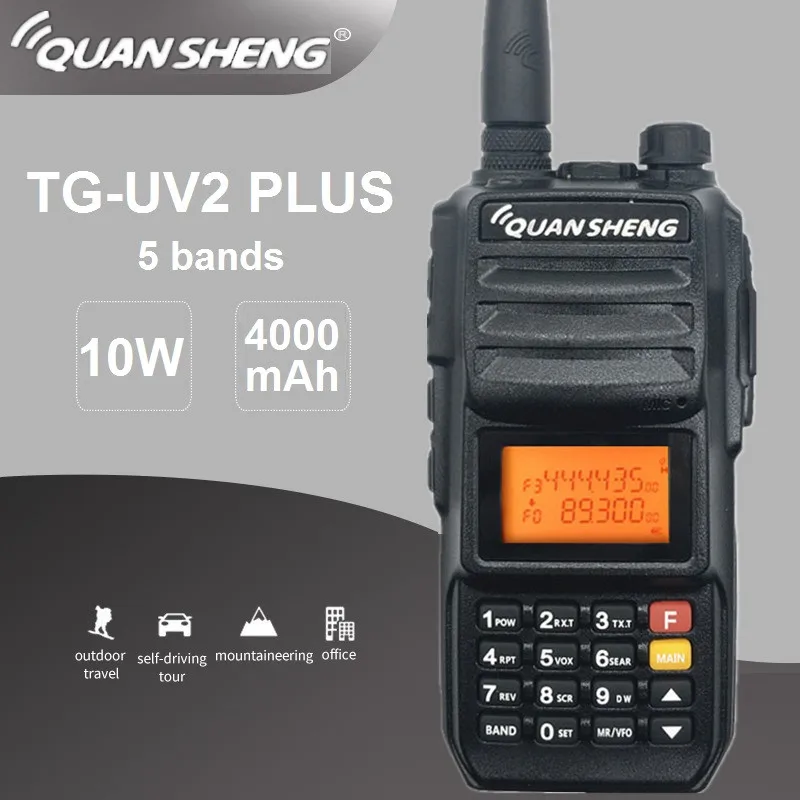 1PC TG-UV2 PLUS 10 Вт 4000 мАч Quansheng TG-UV2 PLUS портативная рация HF трансивер VHF UHF Ham Радио Comunicador 5 диапазонов полицейский 350-390 МГц tg uv2 - Цвет: 1PC TG-UV2 PLUS