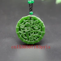 fashion magpie bird natural green jade pendant necklace bead chinese hand carved charm jadeite jewelry amulet for men women gift