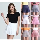 Однотонное короткое платье в клетку, плиссированная теннисная юбка с высокой талией, Униформа с внутренними шортами, трусы для бадминтона, чарлидинга