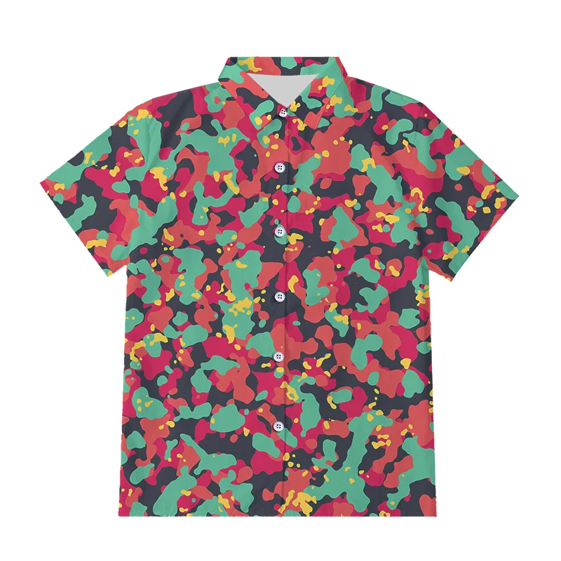 IFPD EU/US размер красный зеленый камуфляж 3D Печатные Рубашки На Пуговицах Мужская