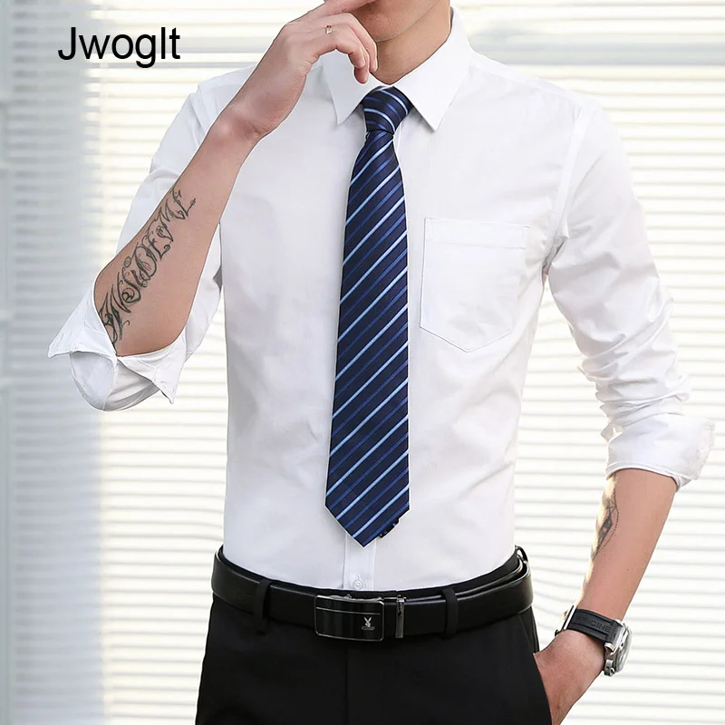 Мужская Повседневная рубашка с длинным рукавом однотонная белая классическая