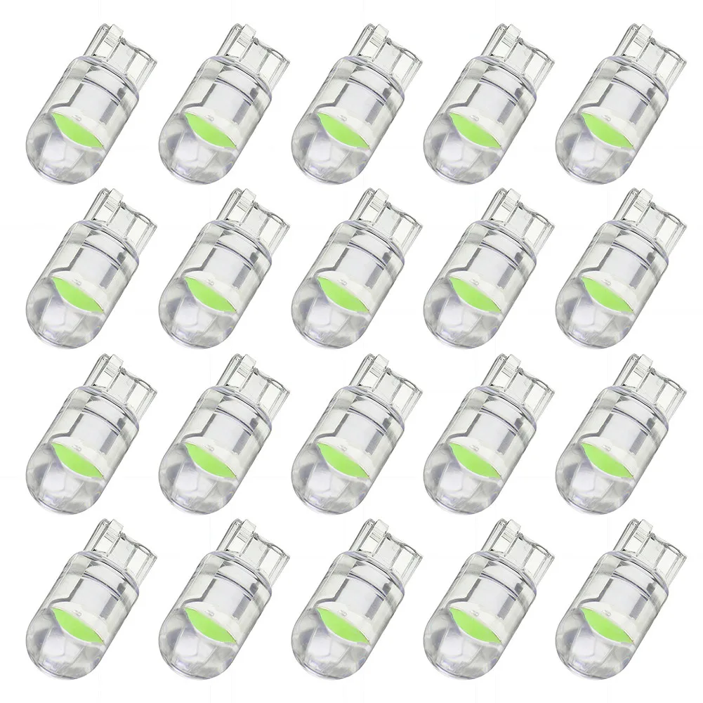 

20pcs T10 LED COB Green W5W Car Interior Light Dome Readling Lamp Map Bulb High Brightness License Plate Lights