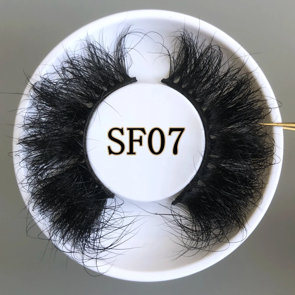 

Rainsin SF07 25MM Mink Wispy Eyelashes With Round Case Dramatic Messy Long 3d Mink False Lashes Super Fluffy Mink Eyelashes