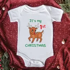 Мой первый Рождественский детский комбинезон, детский белый Хлопковый Рождественский семейный костюм для девочек, Новогодняя одежда, Прямая поставка