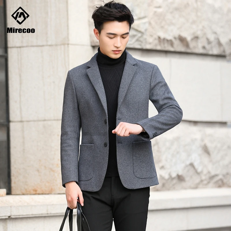 Модное мужское шерстяное пальто зимний однотонный мягкий Тренч с отложным