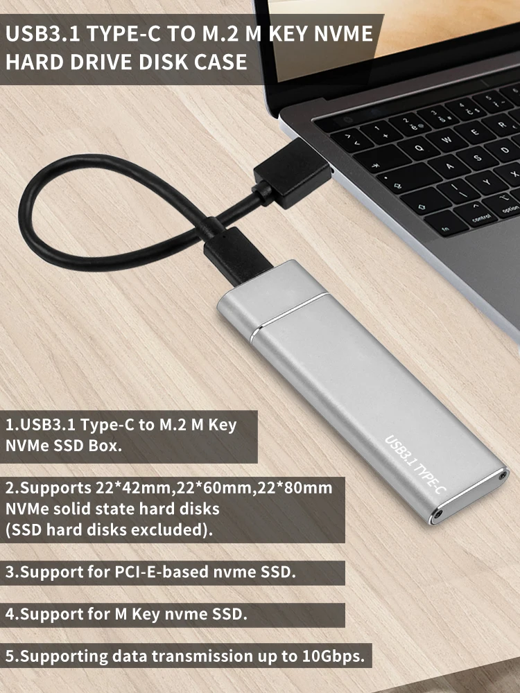 USB3.1 Type C к M.2 M ключ PCIE SSD коробка твердотельный накопитель Корпус чехол 10 Гбит/с M2