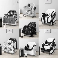 black and white nordic throw blankets for beds sofa cover cable knit blanket picnic mat room decor geometric abstraction carpet