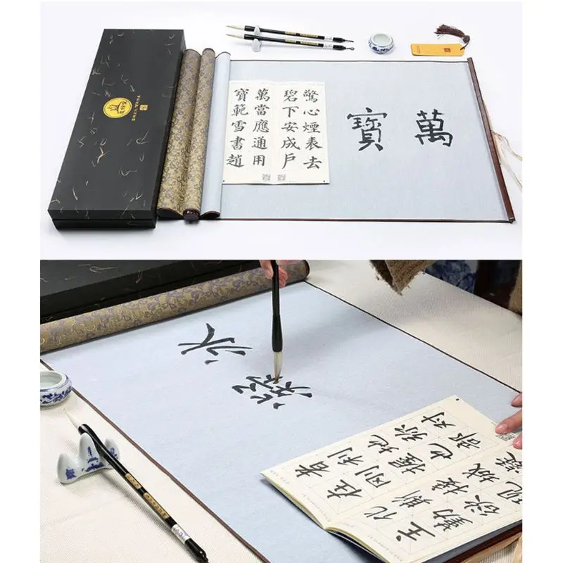

Reusable Chinese Calligraphy Magic Water Writing Cloth Brush Pens Copybook Set