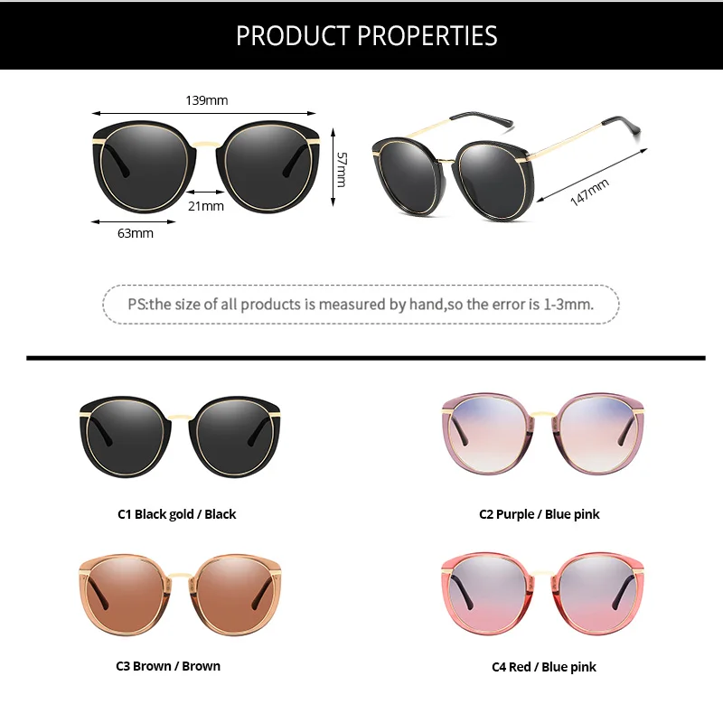 

COASION 2020 Brand Designer Sunglasses Women Polarized Fashion Retro Round Sun Glasses Female Shades for Women UV400 CA1249