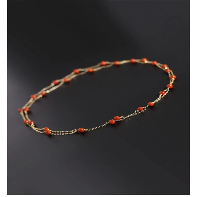 DMBS003 Gypsophila Южно красная Агатовая цепочка для свитеров женские драгоценные камни