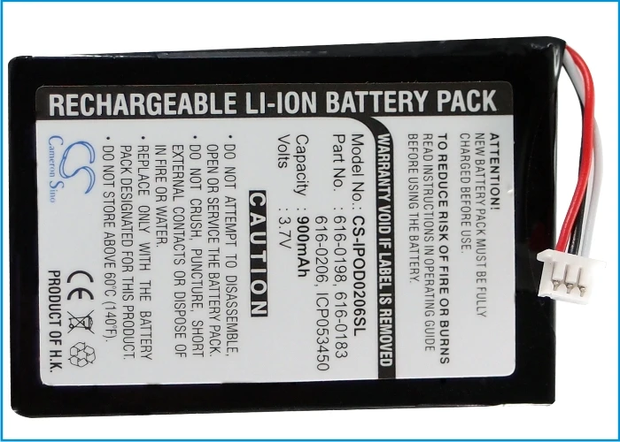Аккумулятор Cameron Sino 900mAh для iPOD Photo U2 20GB Цветной дисплей MA127 фото 30GB M9829 616