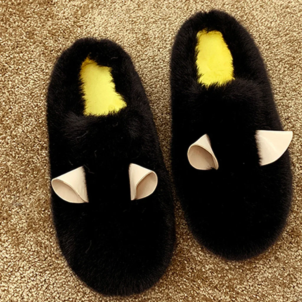 

Cat Ears Plush Soft House Slippers Women For Bedroom Indoor Winter Slippers Shoes Wild Home Slippers Women Slides Cute Style