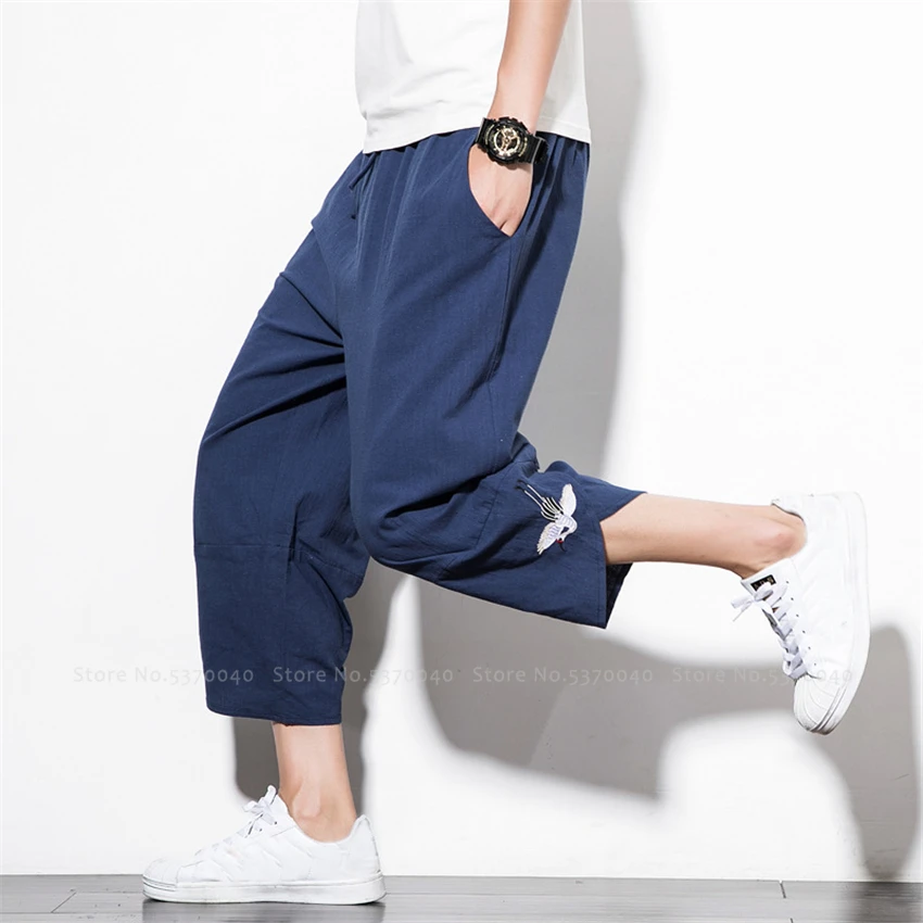 Шаровары с широкими штанинами в японском стиле Харадзюку модные мужские брюки