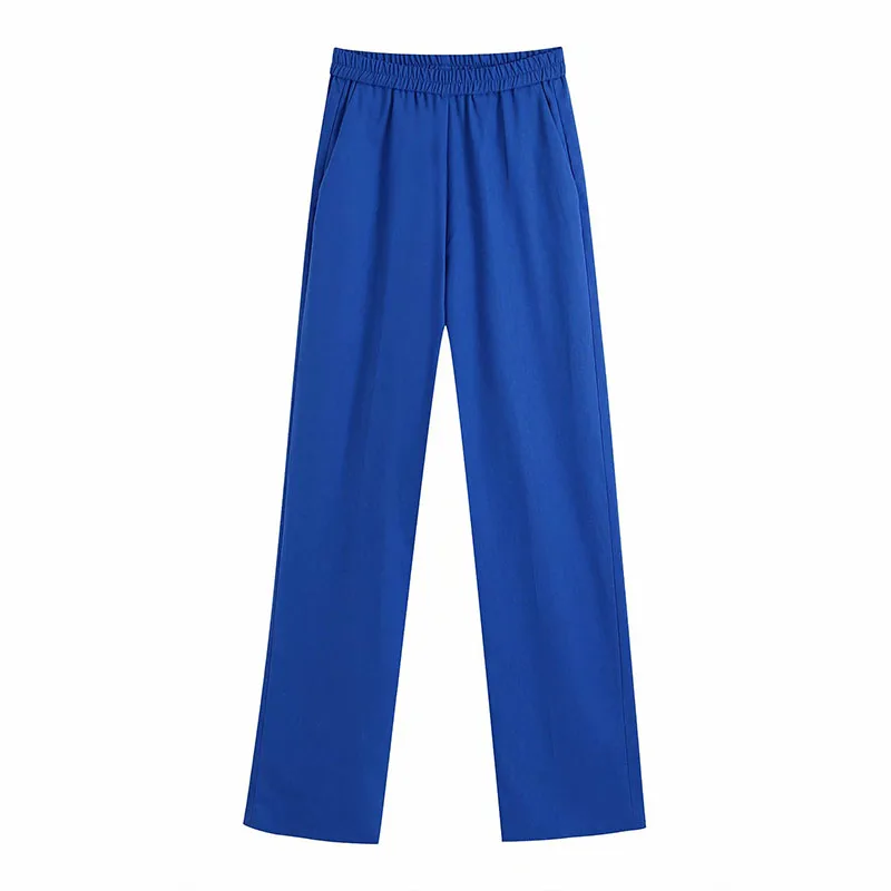 

Women Summer Casual Loose Pants Suits 2-pieces Sets 2021 ZA Solid Blazers Coats and Trousers Female Elegant Street OL Clothing