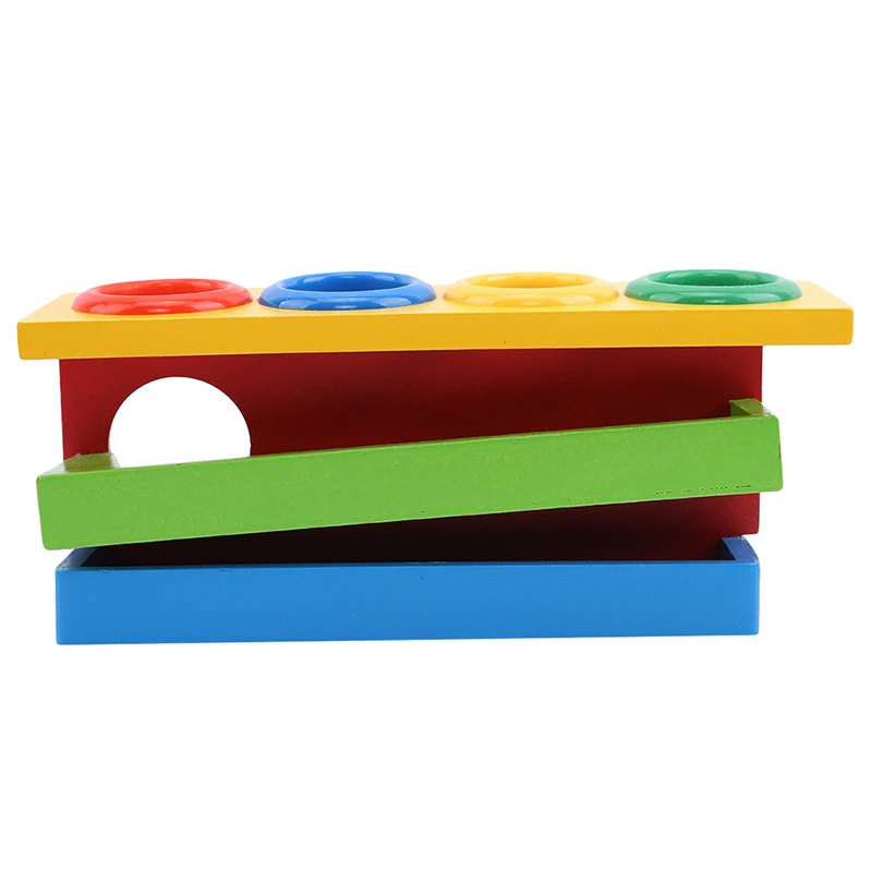 

Montessori Wooden Children's Noise Maker Knock Ball Color Matching Tapping Piling Toy Parent-child Interactive Playing Table Toy