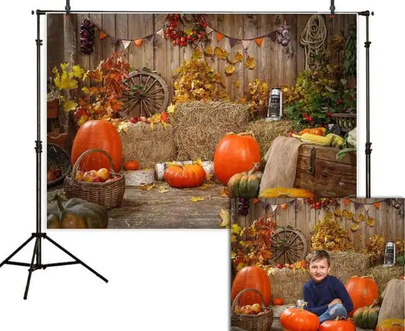 

Фон для фотографий HUAYI с тыквами на Хэллоуин Праздничный фон для фотобудки для новорожденных Декор для детской студии реквизит для фотовызо...