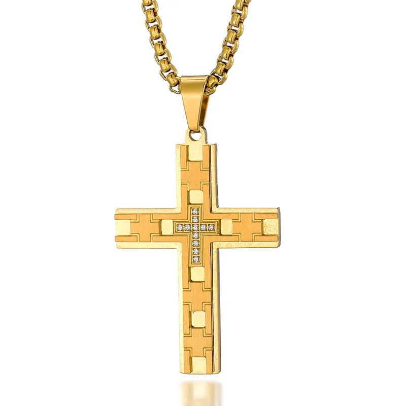 Ожерелье для мужчин из нержавеющей стали с цирконом 4 цвета|Ожерелья подвеской| |