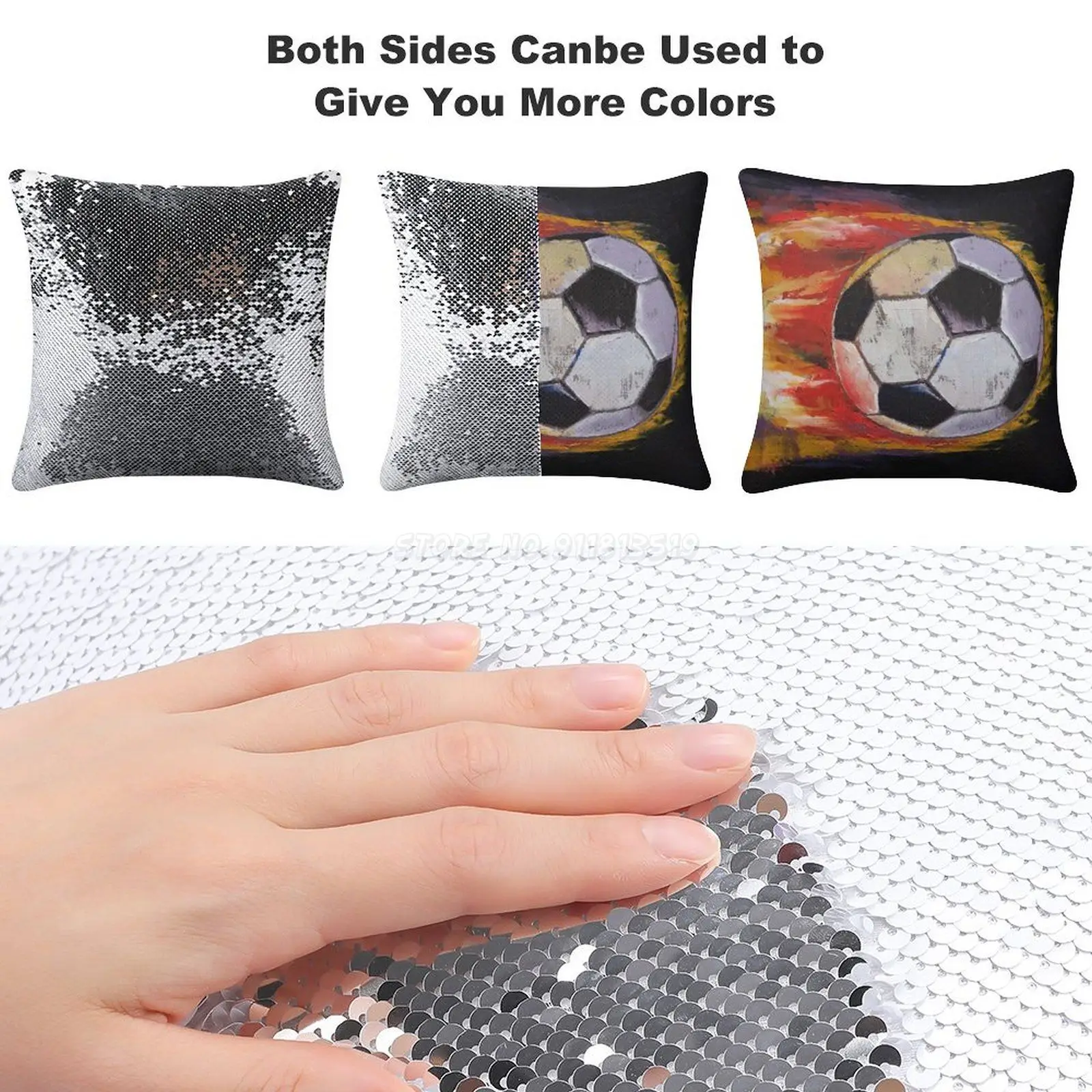 Наволочка с блестками для футбола украшение дома и кафе меняющая цвет чехол