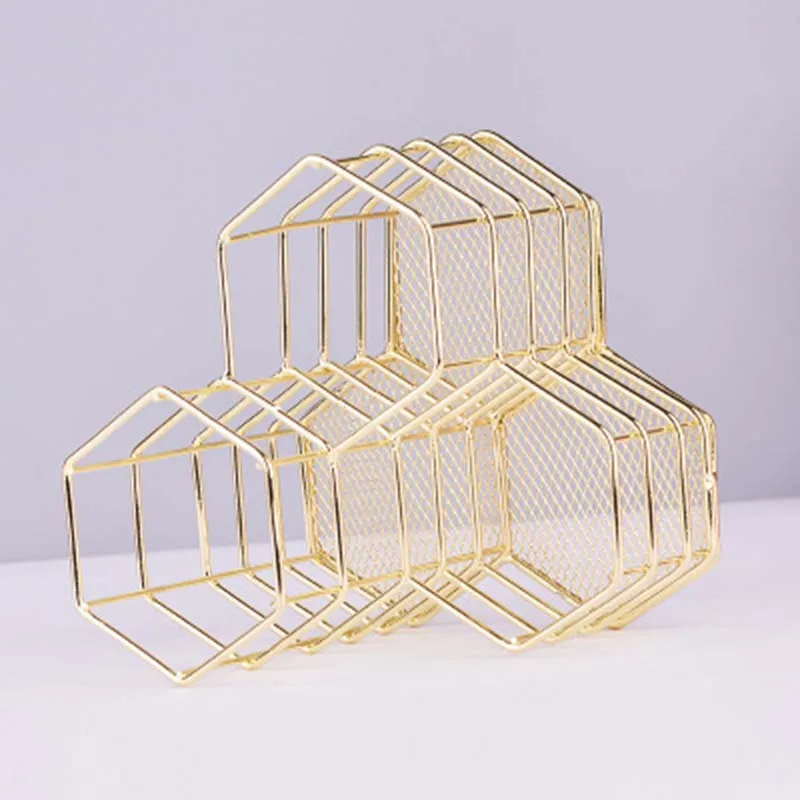 

Nordic Style Iron Storage Basket Hollow-out Tableware Desktop organizer Storage box Pen Pencils Holder Home Office Storage 1PC