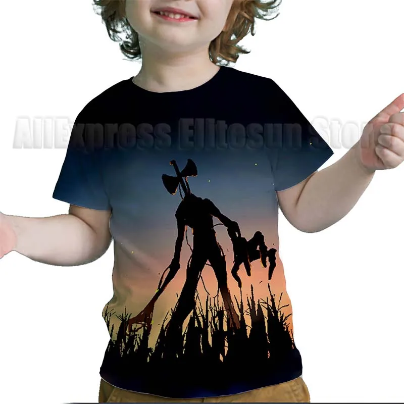 Летняя Детская футболка с головой сирены 3D рисунком для малышей короткими