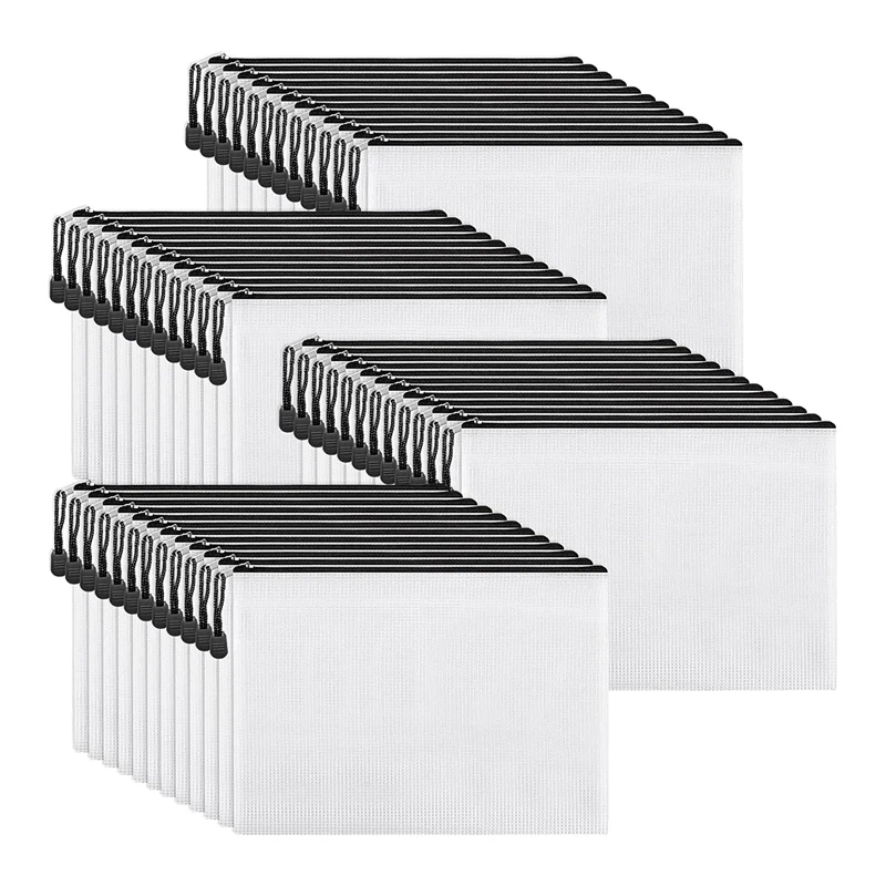 

Сетчатая Сумка На Молнии для документов, 40 шт., водонепроницаемые папки для документов на молнии, Размер A4, для школьных и офисных принадлежн...