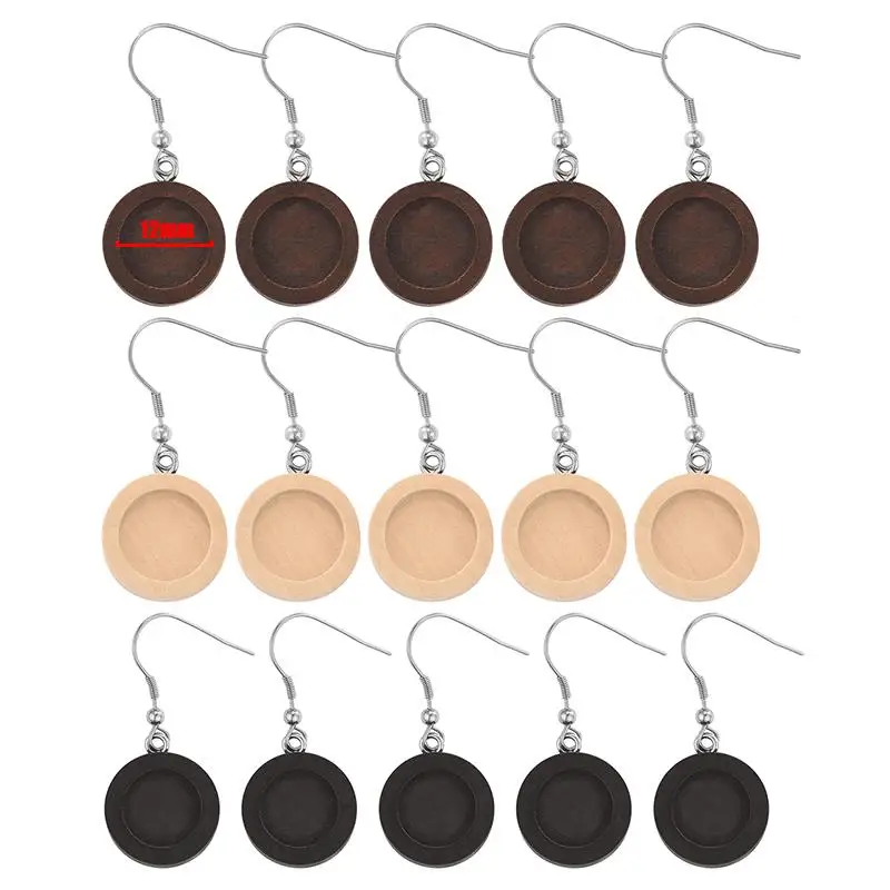 10 шт. деревянная серьга основа установка кабошон 12 мм Камея пустая рамка из