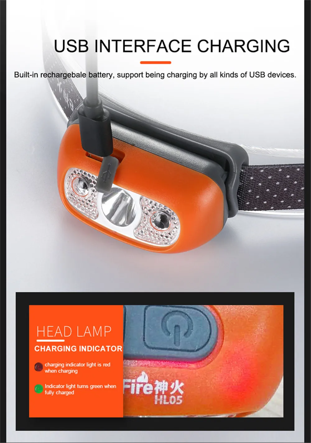 Supfire налобный фонарь USB головной светильник светодиодный HL05 1000lm Linterna походный фонарь для верховой езды головной светильник для Imalent Fenix Sofirn Convoy