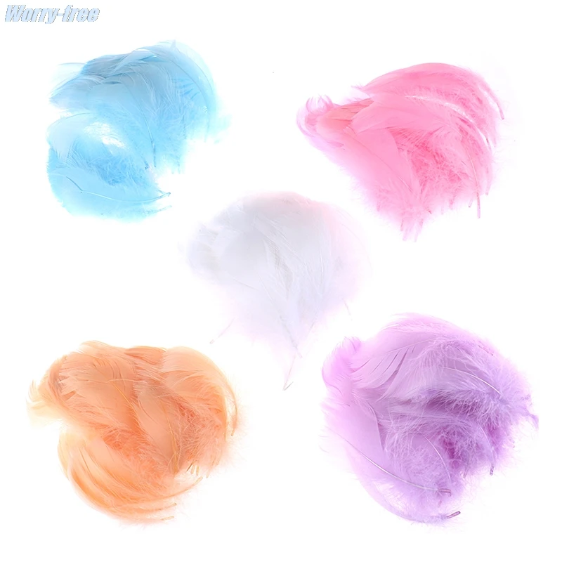 

50Pcs/Bag Kindergarten Handmade Toys with Colored Feathers DIY Material Paste Decorative