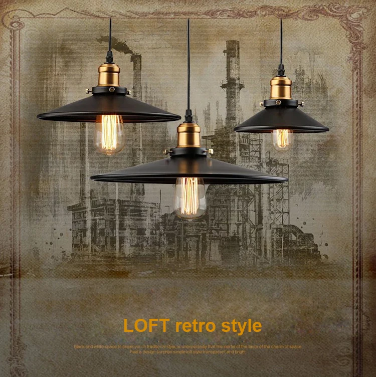 Черный винтажный промышленный подвесной светильник в скандинавском стиле ретро