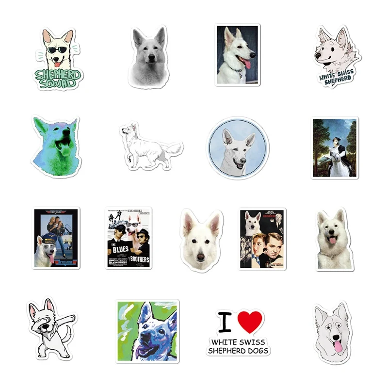 53Pcs Animal Dog White Swiss Shepherd Pet Waterproof Sticker PVC Graffiti For Skateboard Guitar Laptop Cool Decals | Канцтовары для